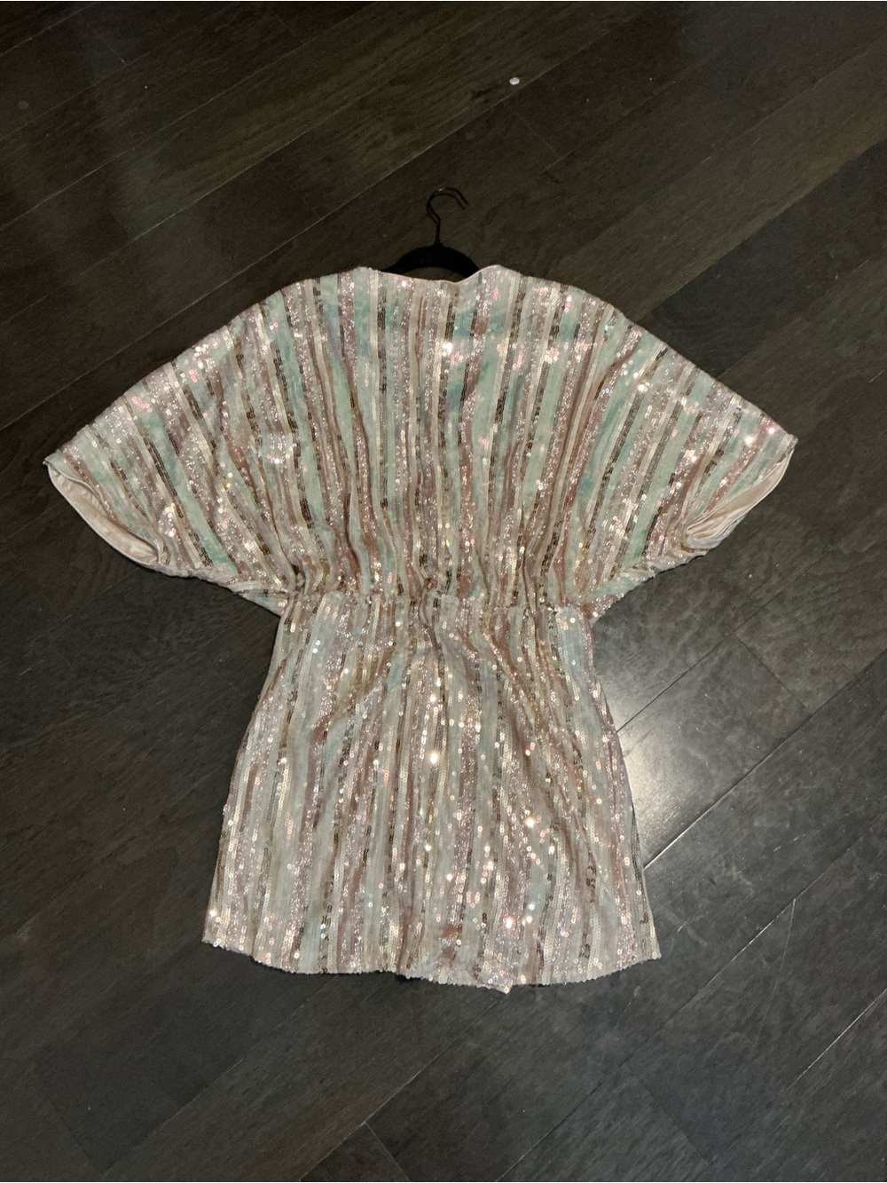 Karlie Sequin Mini Dress in Pastel Pink and Mint Stripes